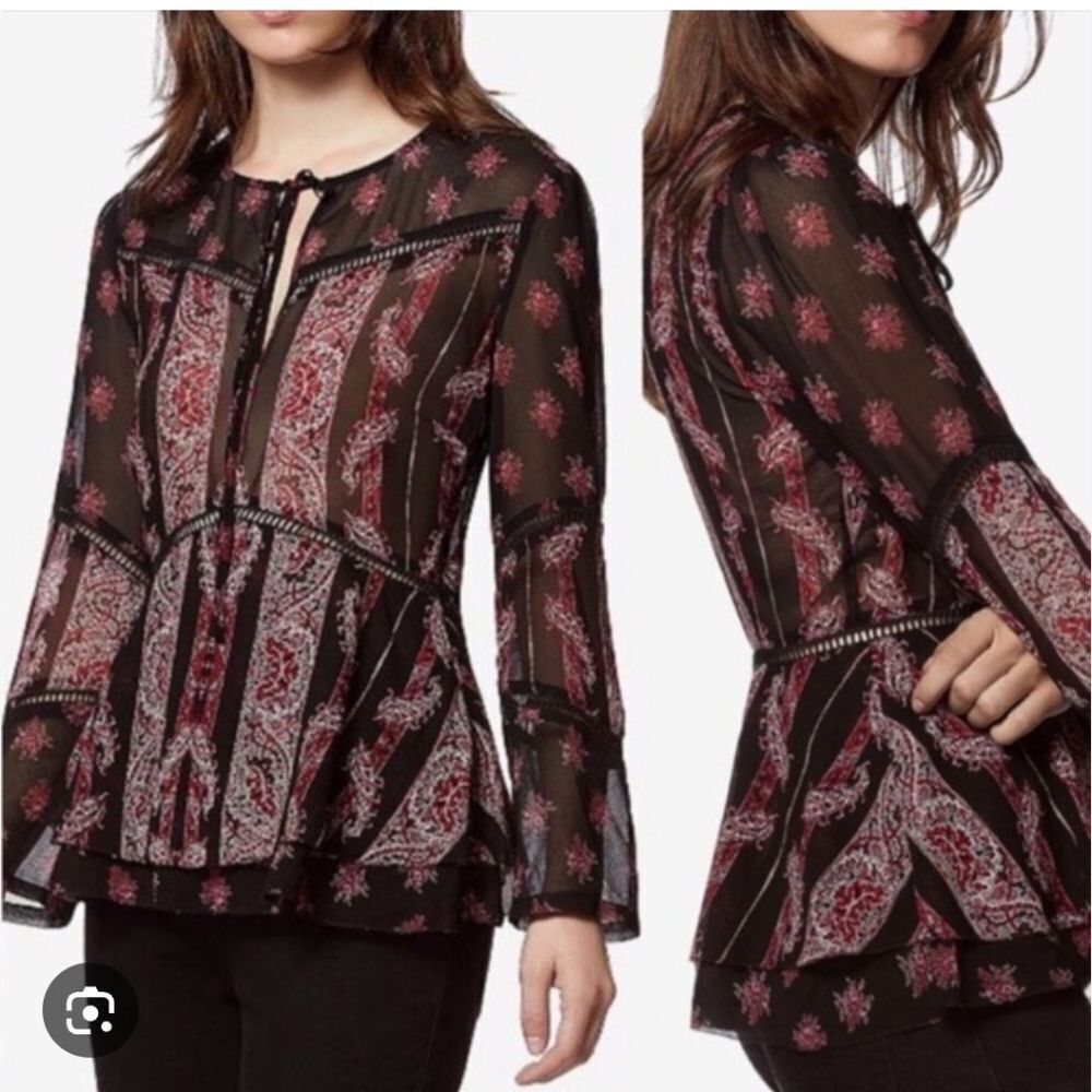 Avec Les Filles Anthropologie black boho top size M